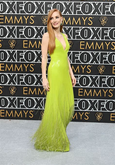 Jessica Chastain in Lime Green Gucci Dress at the 